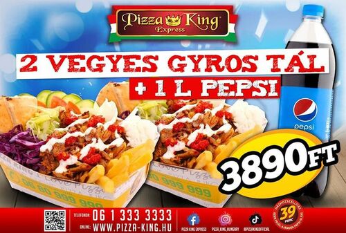 Pizza King 7 - 2 db vegyes gyros tál vegyes körettel 1lpepsivel - Szuper ajánlat - Online rendelés